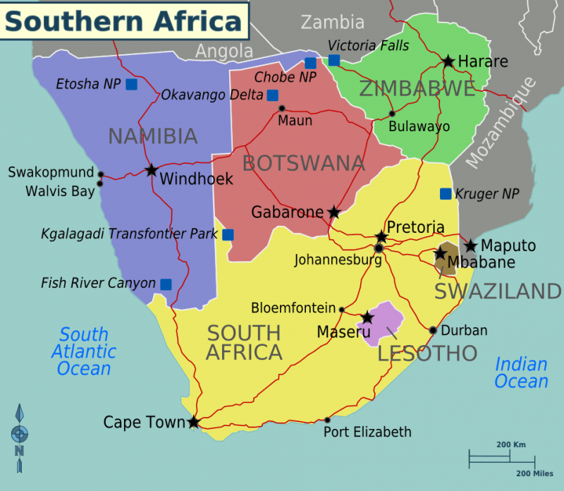 Map of Southern Africa Source: globalcitymap.com