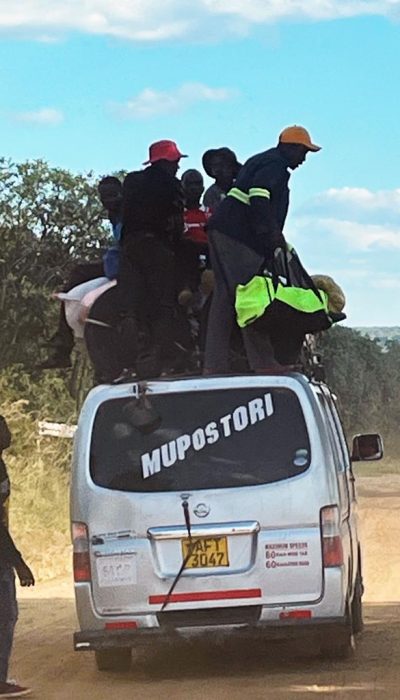 Loading a taxi on top with people  Photo Irene Staunton